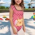 thumbnail image 3 of Uorisanigo Kids One Piece Bathing Suits for Girls Kawaii Capybara Ruffle Swimming Training Swimsuits Quick Dry Beach Pool Sport Halter Swimwear, Size 3-4, 3 of 7