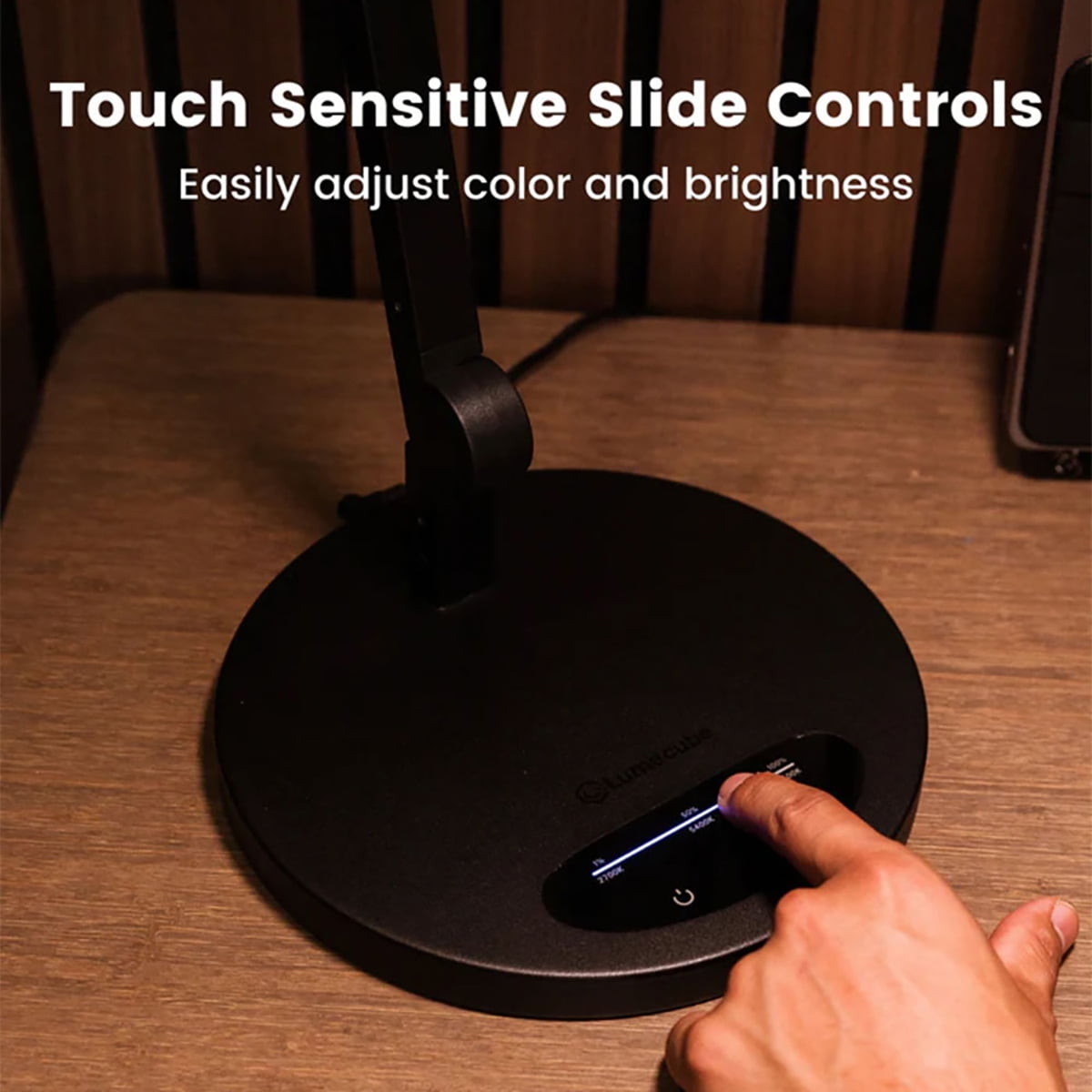 Lume Cube Edge Light 2.0 Bi-Color LED Desk Lamp with Electronic Base, Black