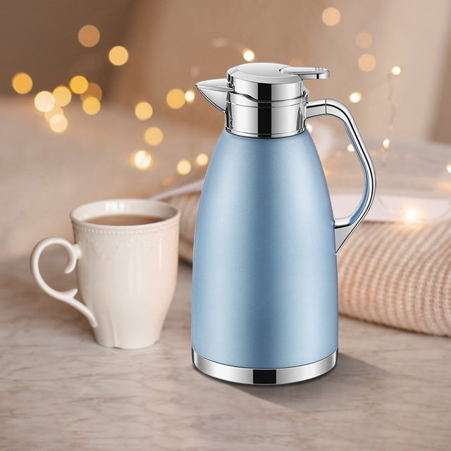COM1950s Stainless Steel Thermal Carafe, Insulated Coffee Carafe with Built-in Filter, Leak-Proof Large Capacity Vacuum Insulated Beverage Server for Hot and Cold Drinks