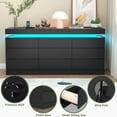 thumbnail image 6 of Black 9 Drawers Dresser with Charging Station and LED Lights for Bedroom, Modern Chest of Drawers for Closet, Wide Dresser Organizer for Bedroom, Living Room, Entryway, 6 of 7