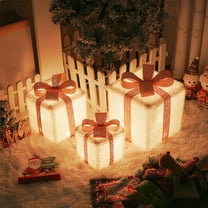 Deeceymbur 3Pcs Christmas Lighted Boxes Set LED Light Up Decor Outdoor Present Decorations Yard