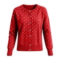 thumbnail image 5 of GEWSEY Women's Polka Dot Cardigan Oversized Open Front Sweater Button Down Knit Outerwear Cozy Sweaters Fall Winter Trendy Cute Teacher Cardigans (Red, 3XL), 5 of 6