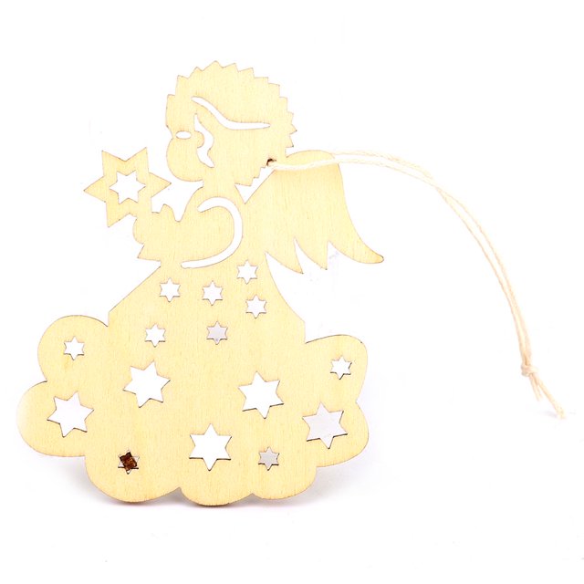 20 piezas colgante de madera con patrón de ángel hueco, regalos de decoración navideña DIY (20 piezas ángel hueco)