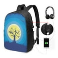 thumbnail image 3 of YFYANG 17" Laptop Backpack, Blue Night Jungle Fashion Travel Work Backpack with USB and Headphone Cable Interface for Men and Women, 3 of 8