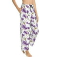 thumbnail image 2 of Uemuo Orchids Flowers Pattern Women's Wide Leg Palazzo Lounge Pants with Pockets Light Weight Loose Comfy Casual Pajama Pants-, 2 of 9