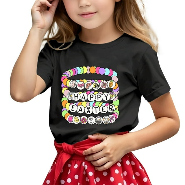 Xuewenshw Children's Casual Letter Pattern Print Multicolor Round Neck Short Sleeves Rjd2 Shirt