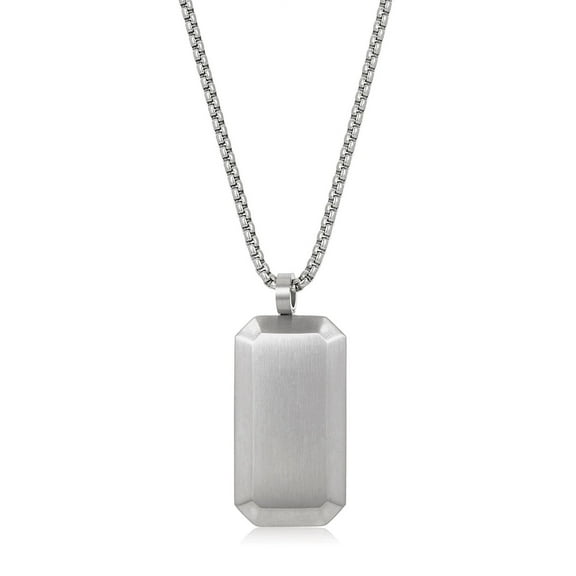 Invicta Jewelry Men's Small Beveled Edge Antiqued Dog Tag Necklace