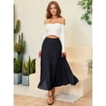 thumbnail image 6 of Jaimenalin Women'S Chiffon Elastic High Waist Pleated A-Line Flared Maxi Skirts Black XL, 6 of 8