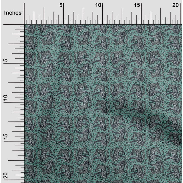 oneOone Polyester Lycra Fabric Floral & Paisley Block Printed Craft Fabric BTY 56 Inch Wide