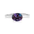 thumbnail image 1 of JeenMata Anillo de Compromiso Solitario de 1,25 Quilates con Alejandrita de Corte Ovalado (Piedra Natal de Junio) en Oro Blanco de 18 K sobre Plata, 1 of 6
