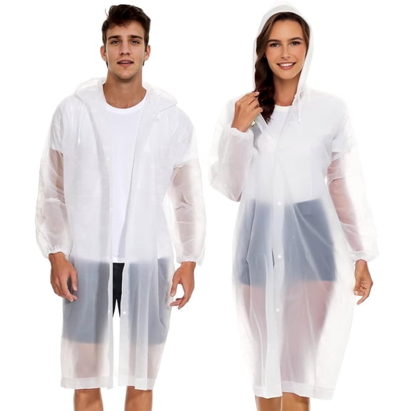 Superb Rain Ponchos for Adults, 2 Pack  Reusable Raincoats with Hooded and Drawstring  Portable Waterproof Rain Coats for Men Women