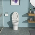 thumbnail image 5 of Elongated Toilet with Left-Hand Trip Lever, One Piece Toilet for Bathroom, Soft Closing Seat Include, Single Side Flush High Efficiency 1.28 GPF, 12'' Rough-In, White Toilet Bowl, 5 of 8