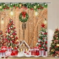 thumbnail image 6 of Christmas Shower Curtain, Farmhouse Rustic Barn Door Wooden Gingerbread House Xmas Tree Winter New Year Holiday Bathroom Curtain Waterproof Fabric Machine Washable with Hooks, 36" Wx72 L, 6 of 6