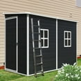 thumbnail image 1 of Remise de Rangement, Entrepôt Extérieur en Résine Noir 4 Pi X 8 Pi, avec Plancher et Doubles Fenêtres, Porte Verrouillable Imperméable, Remise d'Outils Extérieure Résistante aux Intempéries pour Patio, Cour, Pelouse, Rangement pour Articles Divers, 1 of 7