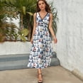 thumbnail image 3 of Blue, Red, Yellow Sailboat Pattern Dress Fashion Boho Beach Long Dresses Female Party Printed Maxi Dress, 3 of 9