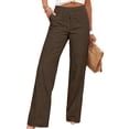 thumbnail image 5 of WXLWZYWL Womens High Waisted Casual Long Pants with Pockets Spring and Summer Loose Straight-Leg Pants Solid Color Lightweight Bottoms, 5 of 5