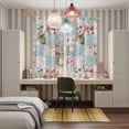 thumbnail image 5 of Green Blue Pink Botanical Kitchen Curtains 63 Inch Length, Spring Floral Vintage Grommet Top Bedroom Living Room Curtains, Light Filtering Cafe Curtain Drapes 2 Panels Set 84''x63'', 5 of 9