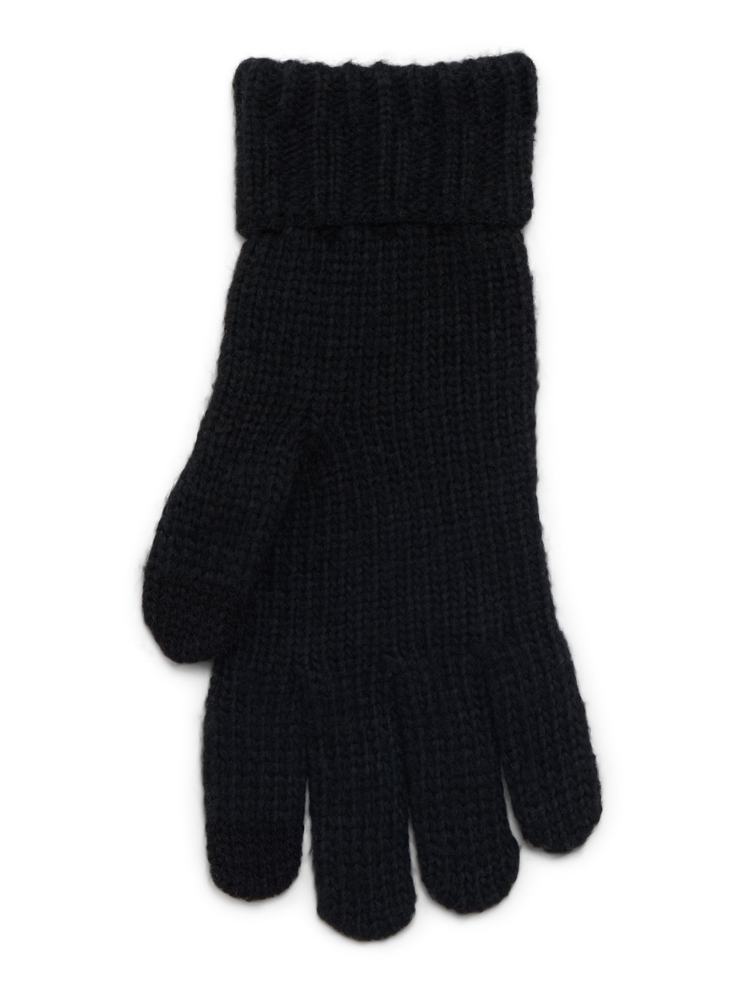 Time and Tru Women's Tech Touch Cable Knit Gloves, One Size Fits Most, Black Soot
