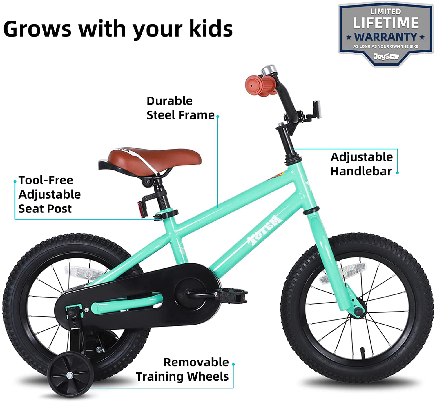 Kids Bike Bicycle Sturdy Adjustable Children Bicycles 18" Inch Wheels Boy&Girls 
