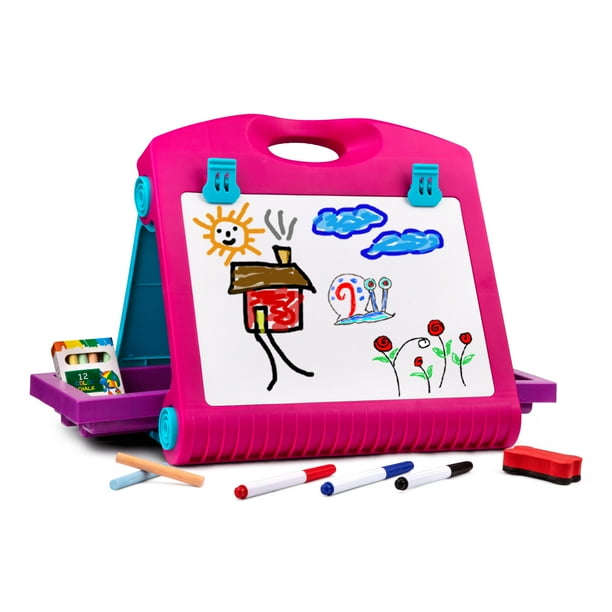 Playkidz Art Double Sided Tabletop Art Easel For Kids, 2In1 Dry Erase