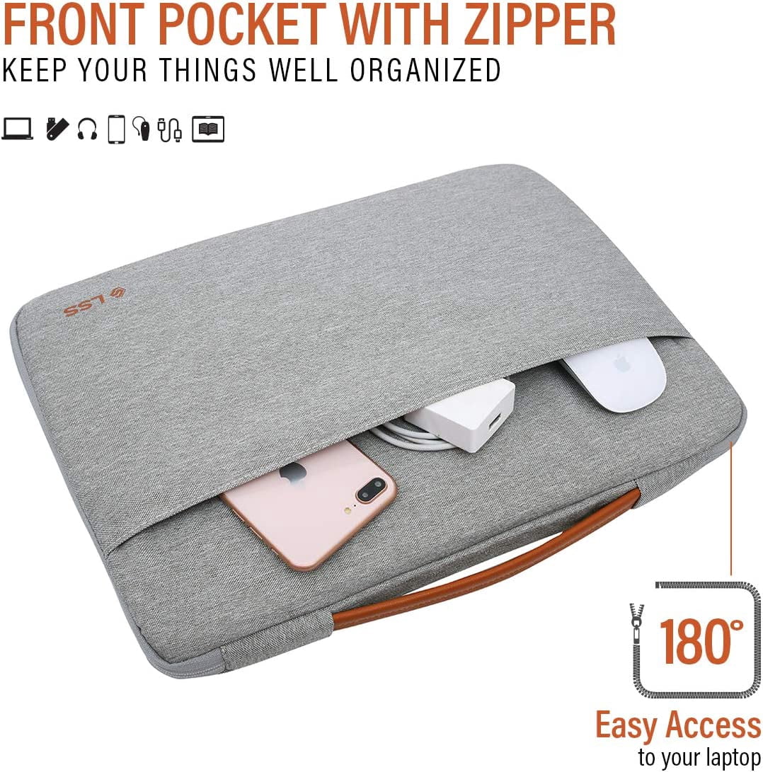 LSS Protective Laptop Sleeve Case with PU Leather Handle for Men/Women  for 14”-15.6” Laptops, Compatible with MacBook Air, Acer HP