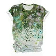 thumbnail image 4 of Otvok Womens Summer Tops Regular Casual Short Sleeve Flower Print Round Neck Pullover Blouse, 4 of 6