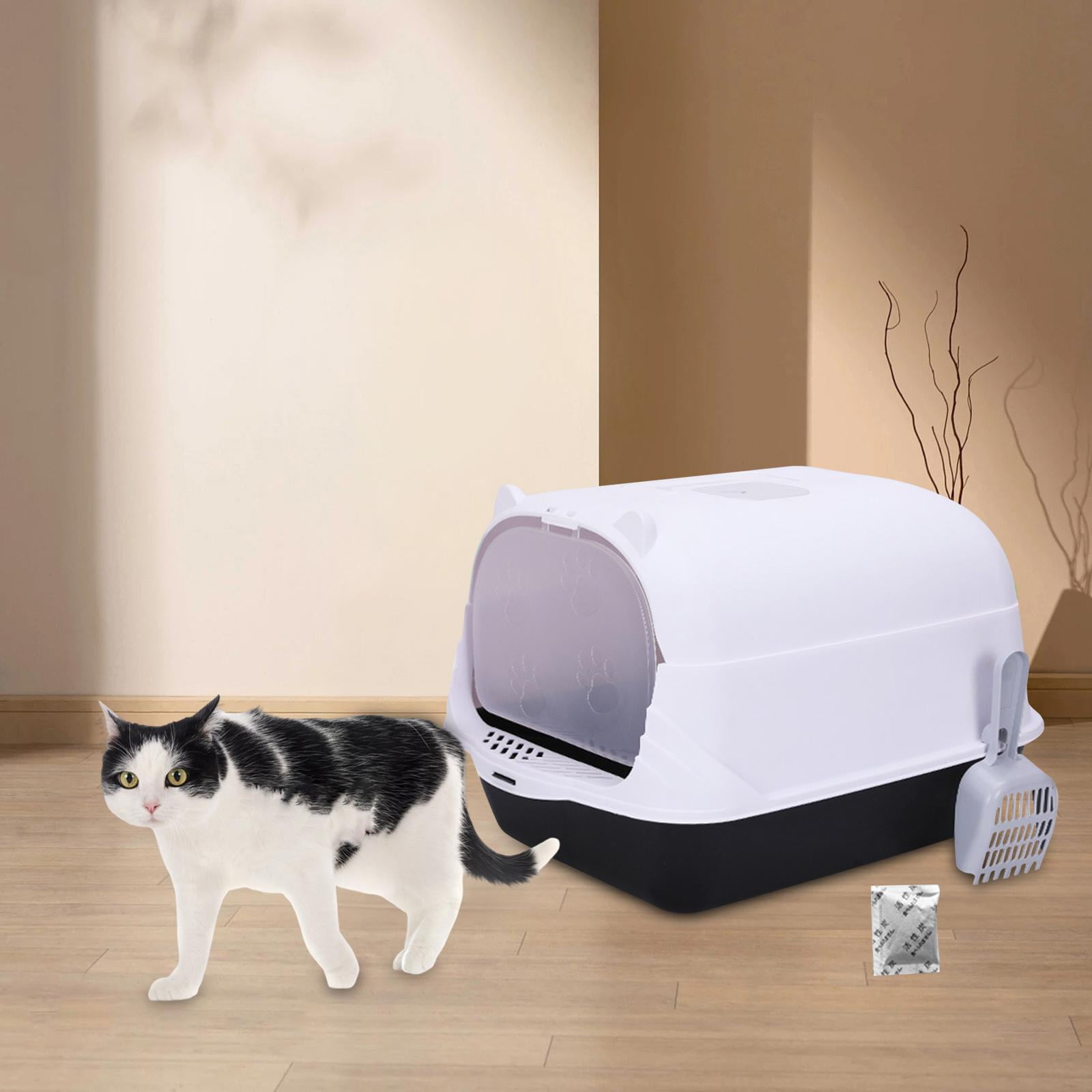 Bvdfgk Enclosed Cat Toilet Hooded Cat Litter Box Kitty Litter Pan High Sided Bedpan Cat Black