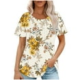 thumbnail image 1 of Fiudx Ofertas Relámpago Top Estampado con Cuello Redondo y Manga Corta Informal para Mujer a La Moda, 1 of 3
