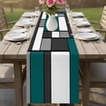 thumbnail image 4 of Abstract Green Grey Table Runner 90 Inches, Modern Geometric Color Blocks Bed Runner Dresser Scarves Tabletop for Indoor Outdoor Parties/Ceremony/Banquet, 13" x 90", 4 of 9