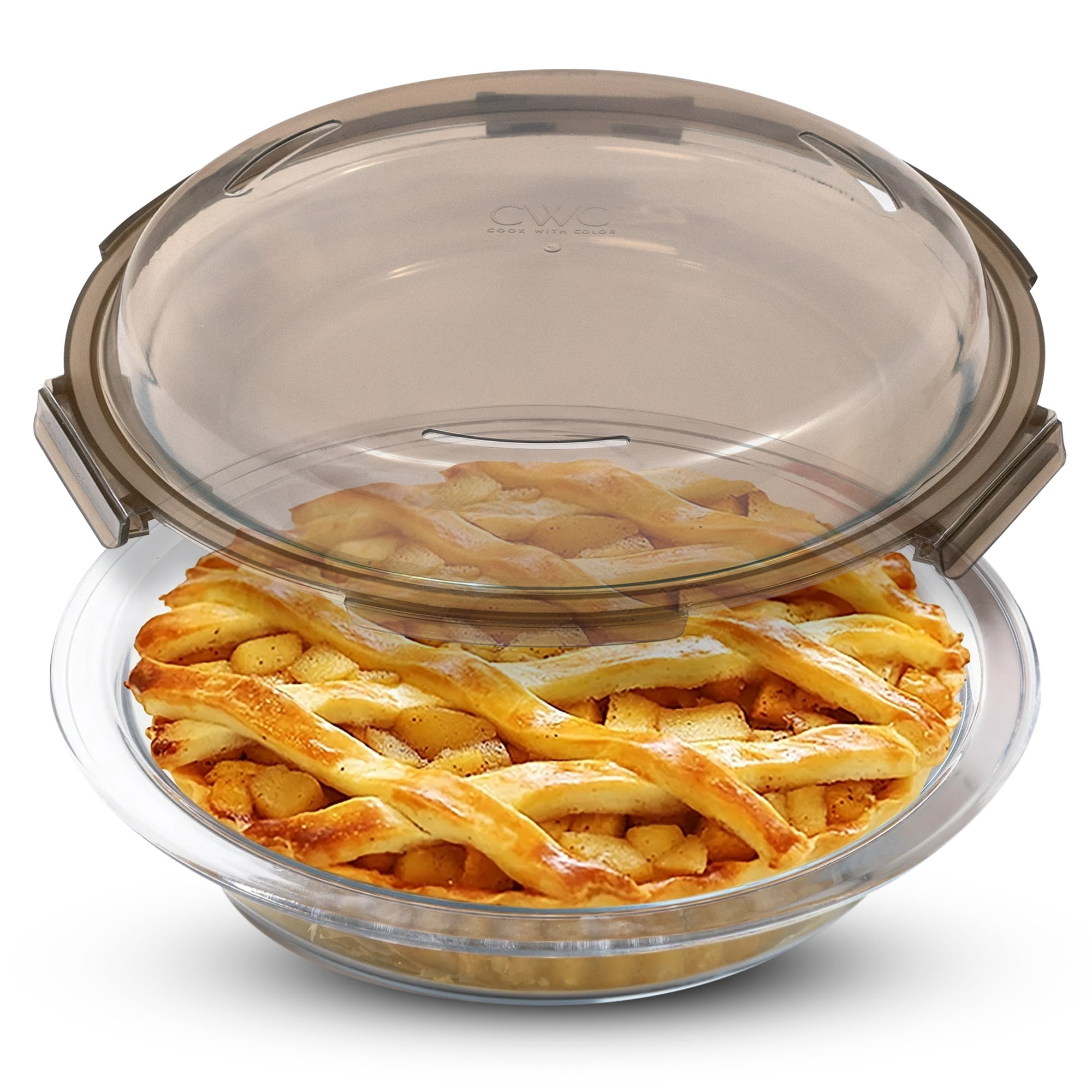 Cook with Color Glass Pie Dish with Lid, 9-inch, BPA-Free Borosilicate, Microwave & Dishwasher Safe