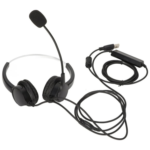 USB Headset Noise Cancelling Wired Call Center Business Headphone with Mic Volume Control for PC Laptop Customer Service