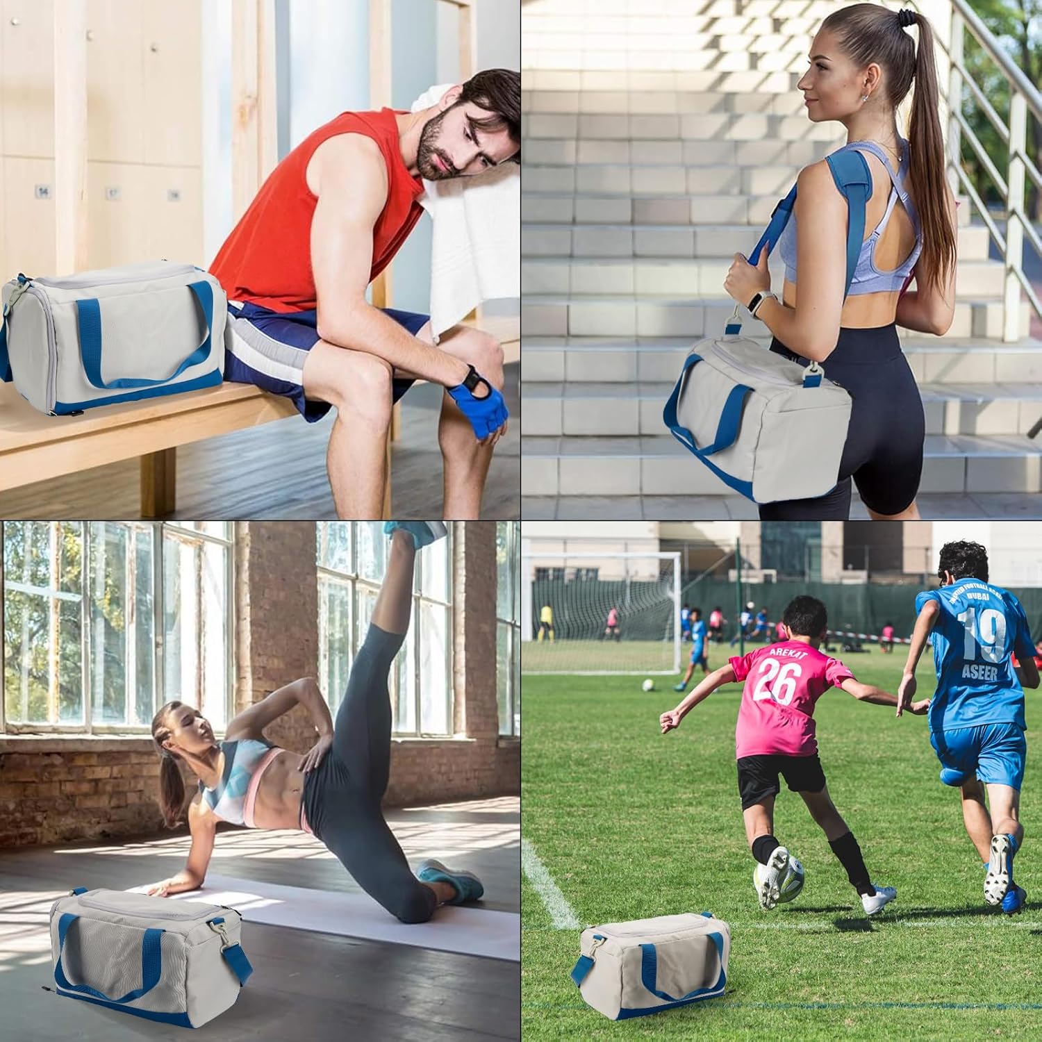 Yoqb Small Duffel Bag for Kids, Soccer, Basketball Sports Equipment Bag with Shoe Compartment, Fit Team Practice or Overnight Travel, 15 X 9 inch Small Gym Bag for Youth, WomenA108