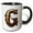 Black/White, variant on 3drose, Steampunk Image of Metal Monogram Initial G, 11oz Mug