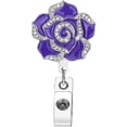 thumbnail image 5 of Flower Badge Holder, Luxury Rose Flower Diamond Badge Reel with Alligator Clip, Glitter Rose Flower ID Card Badge Reel for Nurse, 5 of 7
