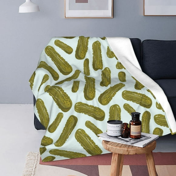 Couverture Jetée Cornichons et Concombres, Couvertures de Lit Douces, Couverture Légère et Douillette en Molleton de Flanelle Peluche pour Sofa, Canapé, Chambre 80"X60 Pouces