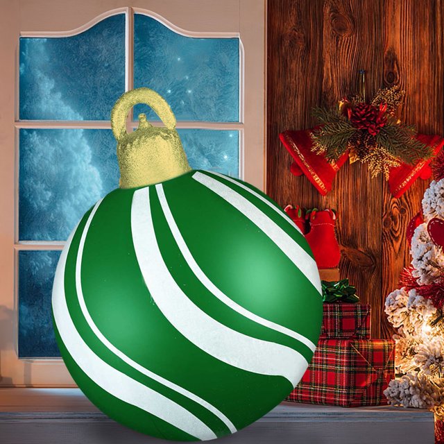 Bola de Navidad Inflable de 60 Cm para Exteriores, Ideal para Decorar Árboles de Navidad. Fabricada En Pvc con Tecnología de Polvo Brillante. Tamaño Grande. Uso Versátil. Inodora y Segura.