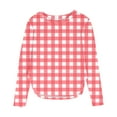 thumbnail image 2 of UQJfacai Girls Long Sleeve Shirts Kids Plaid Graphic Crewneck Tops Fall Curve Hem Side Slit Casual Cute Blouses Tee 3-12 Years, 2 of 6