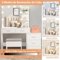 thumbnail image 2 of Tocador Vanity, Mueble Maquillaje con 5 Cajones, Estantes Ocultos, Incluye Taburete Acolchado, Vanity Tocador De Maquillador con Led Espejo Bombilla 80X40X140CM (Blanco), 2 of 9