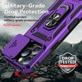 thumbnail image 6 of Dteck Case for iPhone 16 Plus,Heavy Duty with Slide Camera Protective Military Grade Phone Cover with Ring Kickstand Shockproof Rubber+ PC Case,Purple, 6 of 9