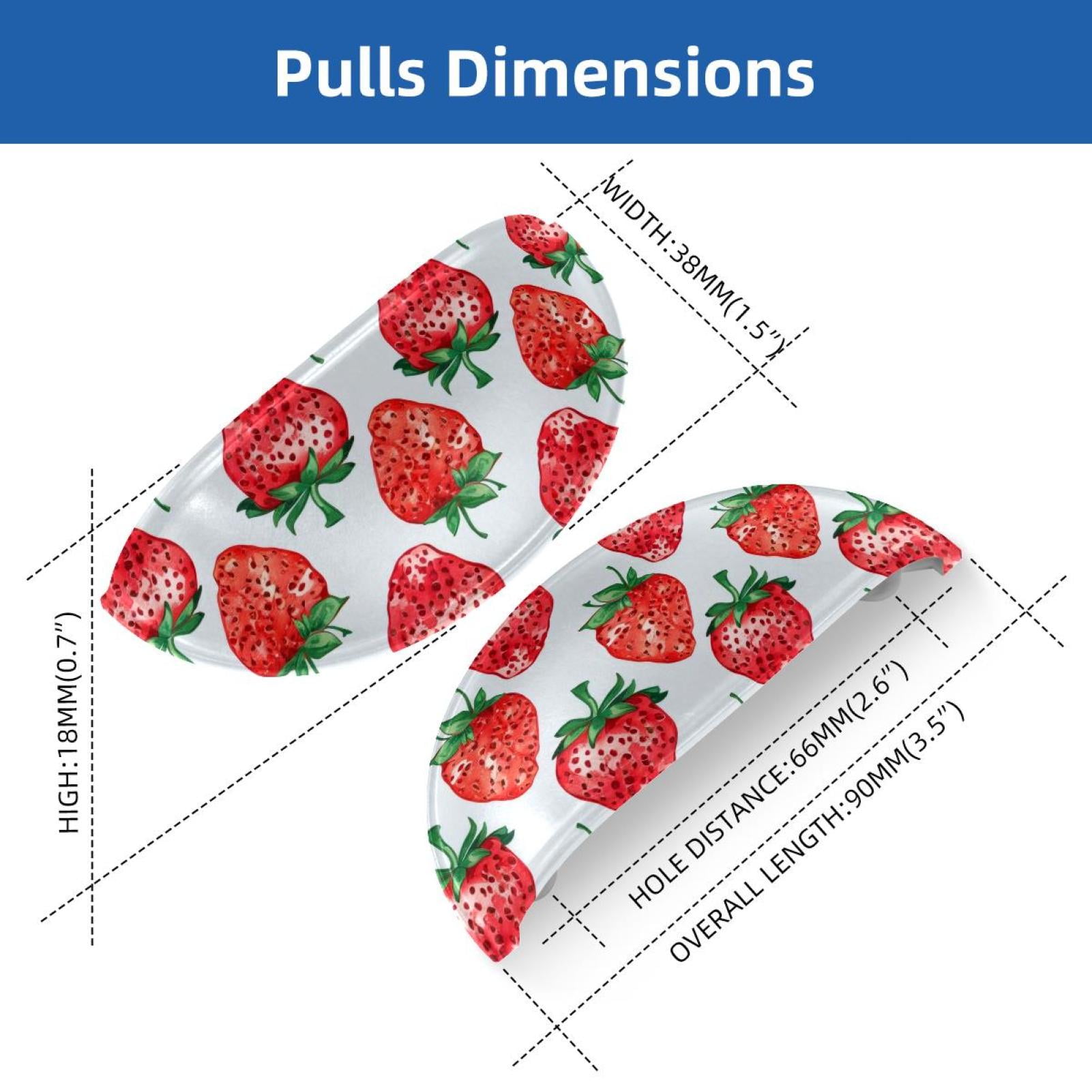 PhooArto 6 Pcs Cup Drawer Pulls, Cute Strawberries Pattern Shell Shape Handles Cabinet Knobs for Dresser Cupboard Closet Wardrobe with Screws