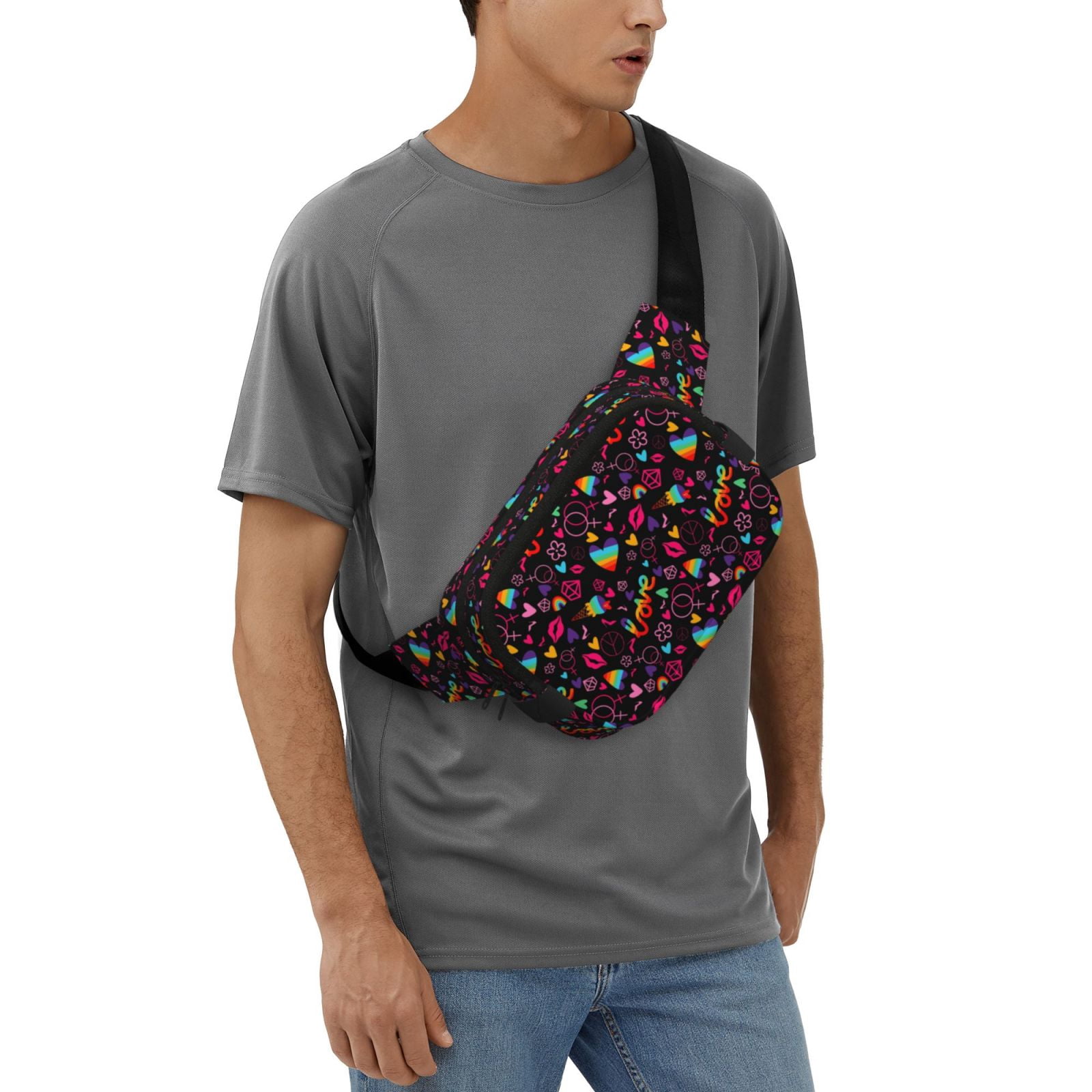 Picia Lgbt Rainbow For Pride Print Square Double-Layer Waist Bag Mini Adjustable Waist Belt Bag Exercise Running Travel Hiking