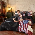 thumbnail image 3 of Manfei Retro Dog Twin Bedding, American Flag Bedding Comforter Set, Black Red White Blue, Black Reversible 7pcs, 3 of 6
