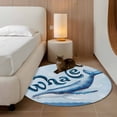 thumbnail image 2 of Round Rug 3.3Ft Washable Non-Slip, Navy Blue Whale Circle Area Rugs for Living Room Bedroom, Summer Coastal Bubbles Ocean Waves Indoor Floor Mats Carpet Runner for Home Decor Aesthetic, 2 of 8