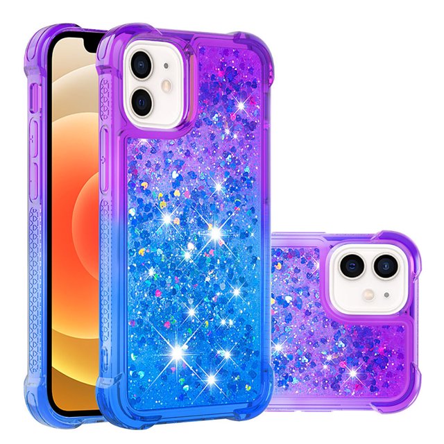 Funda para iPhone 12 Mini Transparente con Brillos Carcasa Protectora Antigolpes con Glitter Brillante