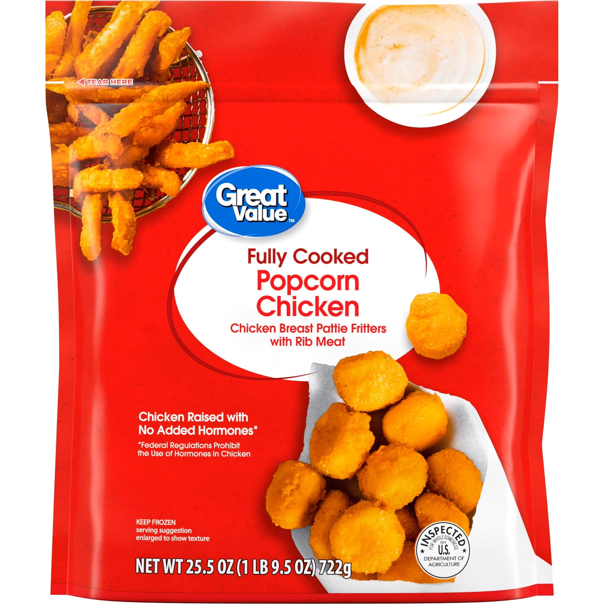 Great Value Breaded Fully Cooked Popcorn Chicken, 25.5 oz (Frozen)