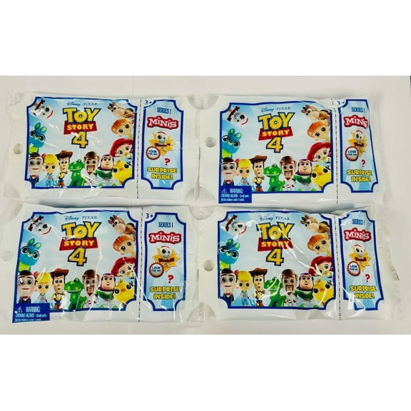 Disney Collectible Toy Story 4 Minis Mystery Packs Series Action Figures, 4 Pack