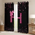 thumbnail image 2 of Manfei Personalized Initial Alphabet H Blackout Curtains Set of 2 (52x84 Each) for Teens Adults,Kawaii Ribbon Bowtie Window Curtains,Black Pink Curtains and Drapes,Blingg Litter Home Decor, 2 of 6