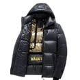thumbnail image 3 of Parka informal para hombre, ropa de abrigo impermeable con capucha para otoño, ropa nueva de 2023, chaqueta gruesa y cálida de invierno para hombre de color negro brillante, 3 of 4