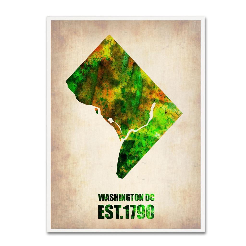Trademark Fine Art "Washington D.C. Watercolor Map" Canvas Art by Naxart