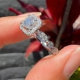 thumbnail image 3 of 2Ct Asscher Cut Lab Created Diamond Halo Women's Engagement Ring 14K White Gold Plated Silver, 3 of 5